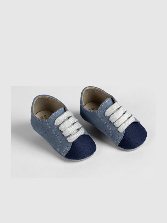 Ever Kid Light Blue Baptism Leather Soft Sole S...