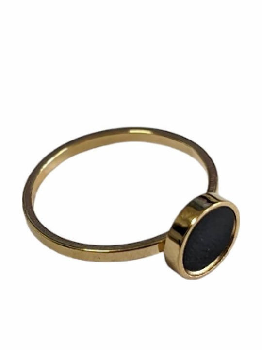 Tatu Moyo Ring with Stones made of Steel Gold P...