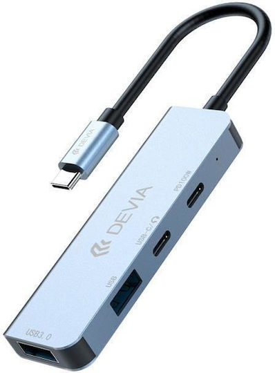 Devia USB-Hub 4 Anschlüsse USB 3.0 mit USB-A Anschluss Grau