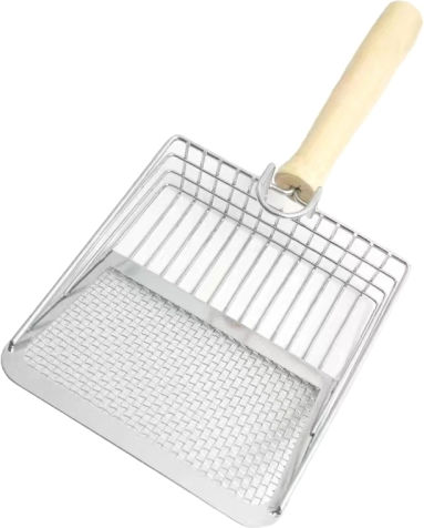 Metal Cat Litter Scoop Separator Filter Shovel Pet Cleaning Tool Square Silver