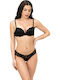 Miss Rosy Underwear Set with Bra & Brazil Black
