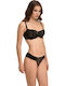 Miss Rosy Lace Underwear Set with Bra & Brazil Black