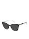 Polaroid Women's Sunglasses with Black Horn-Rimmed Frame and Grey Lens PLD4181/S 80S/M9