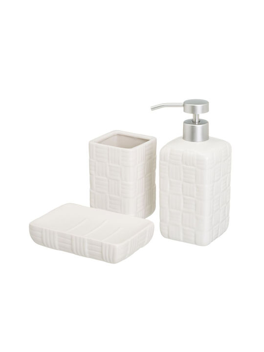 Ceramic Bathroom Accessory Set White