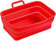 Rectangular Double Sliding Basket Collapsible Silicone Baking Tray Air Fryer Red