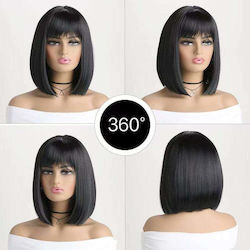 Women's Synthetic Wig Black Straight Bob with Bangs