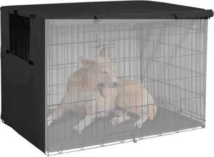 Haustierkäfigabdeckung Oxford-Gewebe Outdoor-Möbel Wasserdichter Sonnenschutz Größe 124,5x79x84cm Schwarz