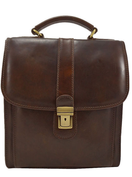 Mybag Δερμάτινη Ανδρική Τσάντα Ώμου / Χιαστί Καφέ