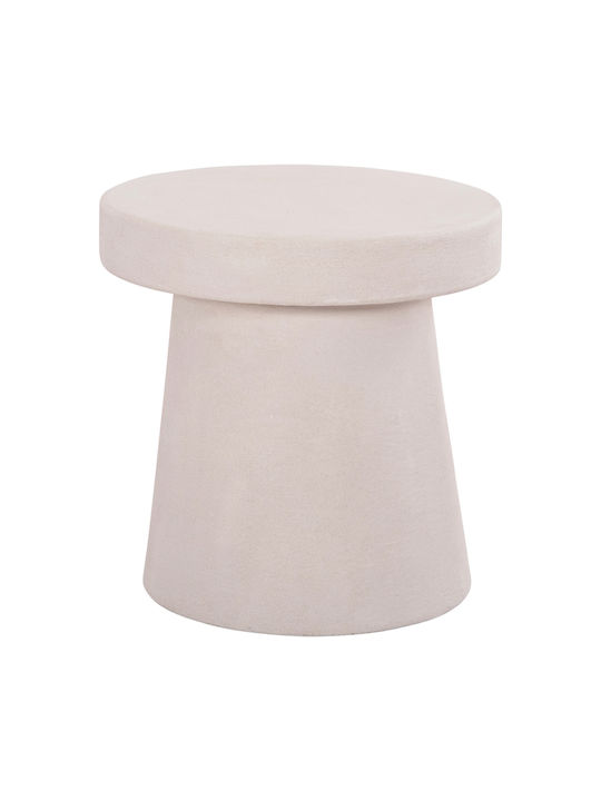 Round Side Table Wooden Ecru M48xP48xH49cm