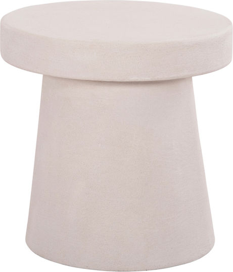 Round Side Table Wooden Ecru M48xP48xH49cm