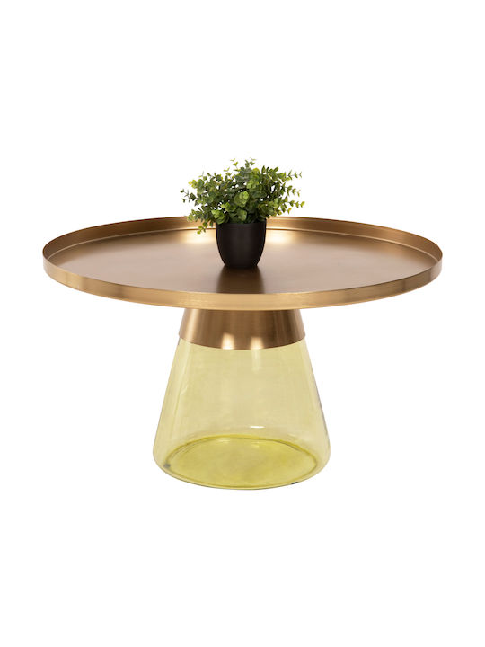Round Central Coffee Table Glass Green Gold M76xP76xH43.5cm