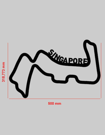 Акрилна стенна декорация F1 Сингапурска писта 50 x 31.8 см черна