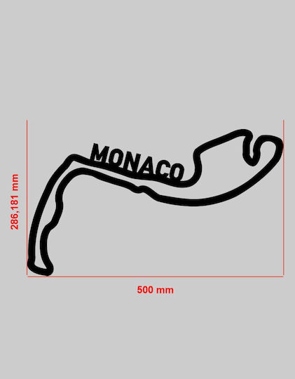 Акрилна декорация за стена F1 Монако писта 50 x 28.6 см черна