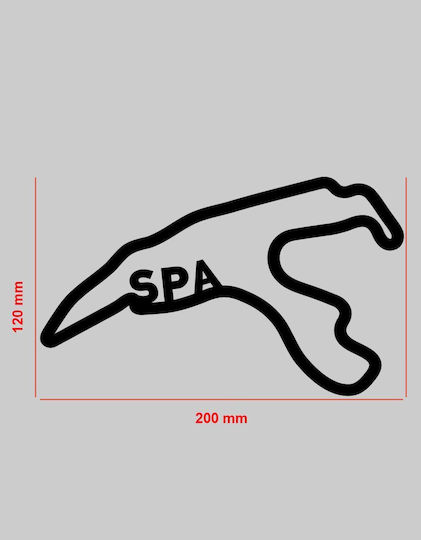Акрилна декорация за стена F1 писта Спа 20 x 12 см черна