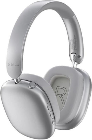 Devia EarBass Pro2 EM035 Ασύρματα / Ενσύρματα Over Ear Ακουστικά με 45 ώρες Λειτουργίας Ασημί