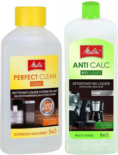 Melitta Perfect Clean Cleaning Liquid 250ml + Melitta Anticalc Bio Liquid Descaler