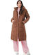 Lang Damen Puffer Jacke für Winter CAFE jkt-24-2374 (brn)