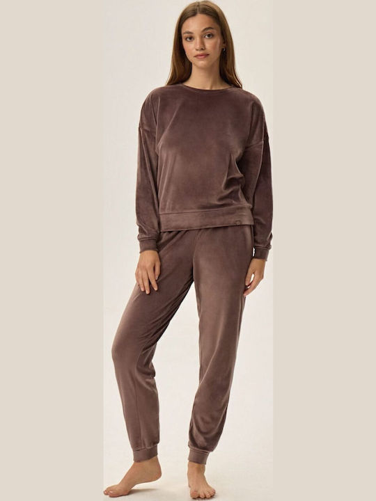 Henderson Winter Damen Pyjama-Set Brown Fain 41892-84x