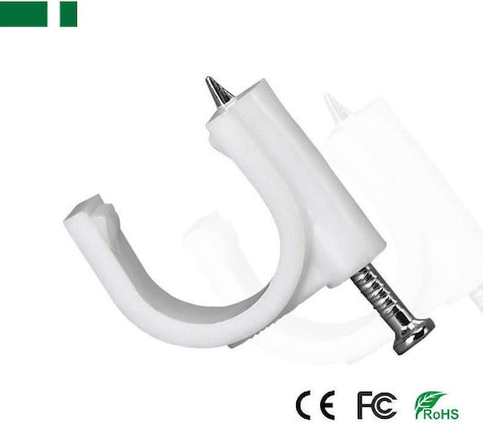 Anga Ps-cr7-100 Ρόκα Nail Cable Clamp Clip Μέγεθος 7mm Κυκλικό Σχήμα 100 Τεμάχια Συσκευασία