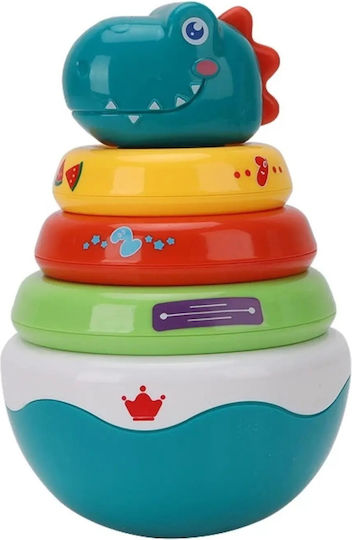 Jucărie pentru bebeluși de 6 luni+ Dinozaur Roly Poly Piramidă cu Inele cu Sunete Plastic 16.5x11x11 cm Multicolorată
