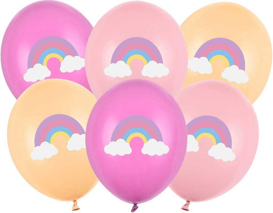 Set of 6 Balloons Latex Multicolored "Rainbow" 30cm (Μiscellaneous Designs)