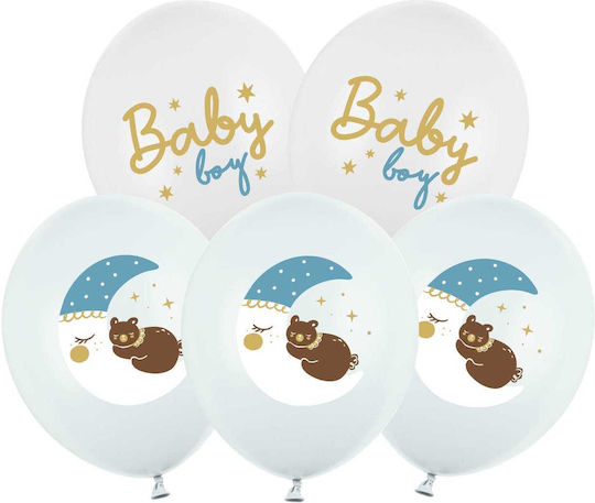 Set of 6 Balloons Latex Light Blue "baby Boy" 30cm (Μiscellaneous Designs)
