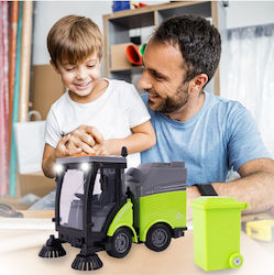Mașină de Curățat Străzi pentru Copii 3 Ani+ Perii Sunete Lumini 1:16 19.5x10x13.5cm Verde Negru