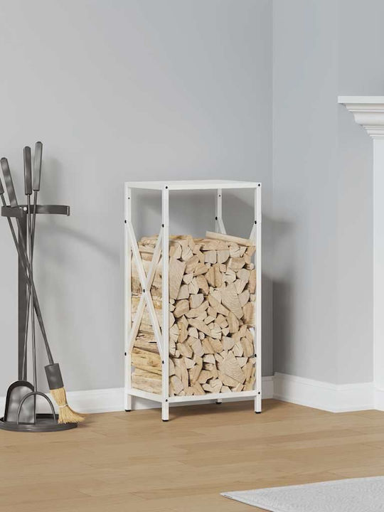vidaXL Inox Ράφι Αποθήκευσης Ξύλων 34x25x70cm Λευκό