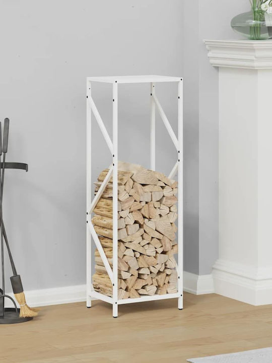 vidaXL Inox Ράφι Αποθήκευσης Ξύλων 34x25x100cm Λευκό
