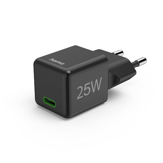HAMA Charger Without Cable with USB-C Port 25W Power Delivery / Quick Charge 3.0 Blacks (00201985)