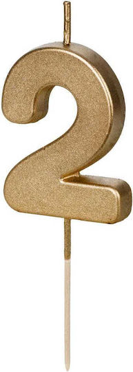 Kerze Gold "2" 4,5 cm Höhe