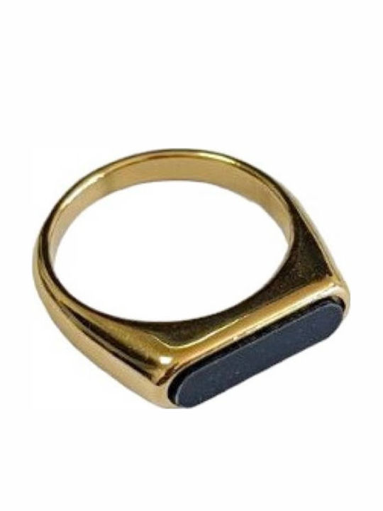 Tatu Moyo Ring with Stones made of Steel Gold P...