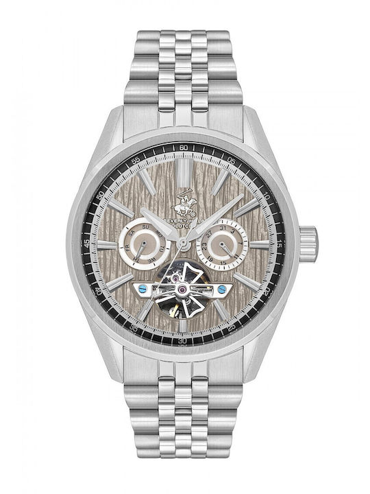 Beverly Hills Polo Club Men's Watch 43mm Battery with Silver Metal Bracelet