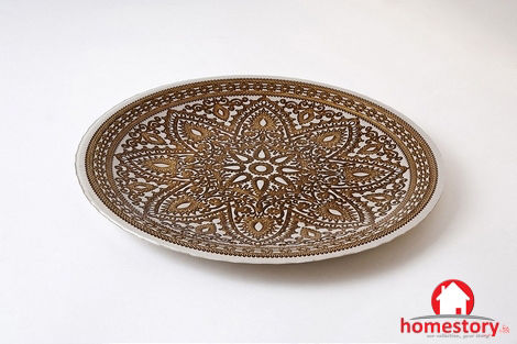 Espiel Sehrazat Διακοσμητική Πιατέλα Γυάλινη Μπεζ 33.5x33.5εκ.