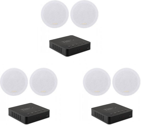 Multiroom Stereo Sound Package 3 Zones 3x Arylic A30+ 6 Inakustik Ambientone R1 Ceiling Speakers