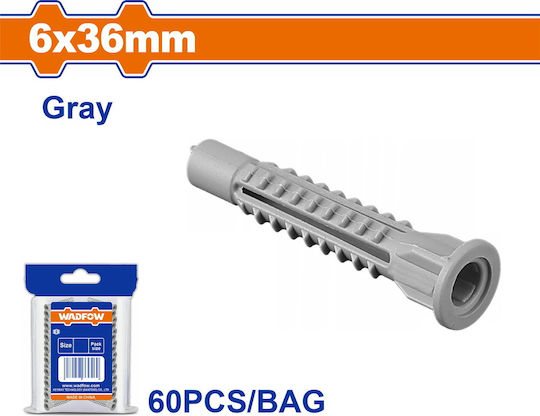 Wadfow Plastic Plug Pe Universal 6x36mm 60pcs Wxtd911