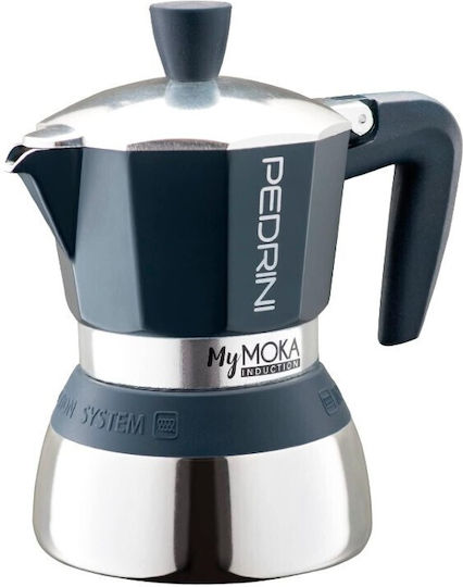 Pedrini Mymoka Induction Μπρίκι Espresso Inox Μπλε