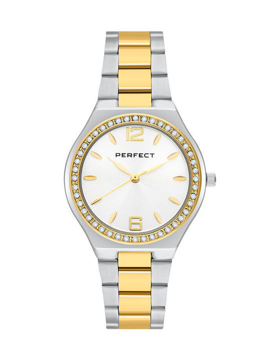 Perfect Women's Watch 34mm Battery with Gold Metal Strap S390-05 zp544e + Box