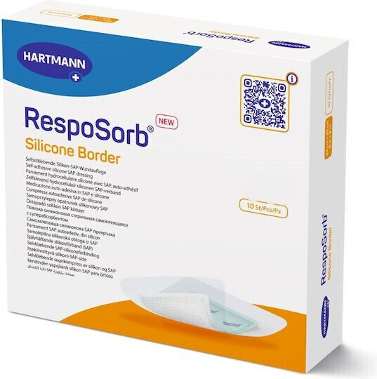 Hartmann RespoSorb Silicone Border Waterproof & Sterilized Plasters 12.5x12.5cm 10pcs