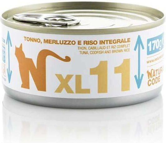 Natural Code Wet Food for Adult Cats in Cans with Tuna Cod and Rice Gluten Free 170gr