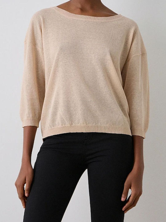 Damen Pullover mit 3/4-Ärmeln Beige