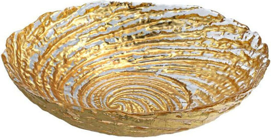 Fylliana Φρουτιέρα Γυάλινη Χρυσή 25x25x5εκ.