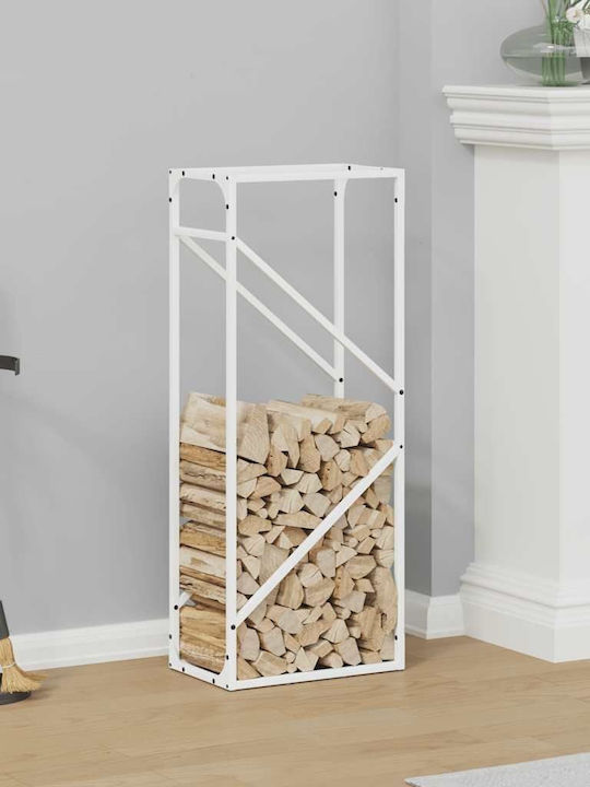 vidaXL Inox Ράφι Αποθήκευσης Ξύλων 40x25x100cm Λευκό