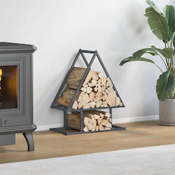 vidaXL Firewood Inox Shelf Wood Storage 50x25x60cm Gray