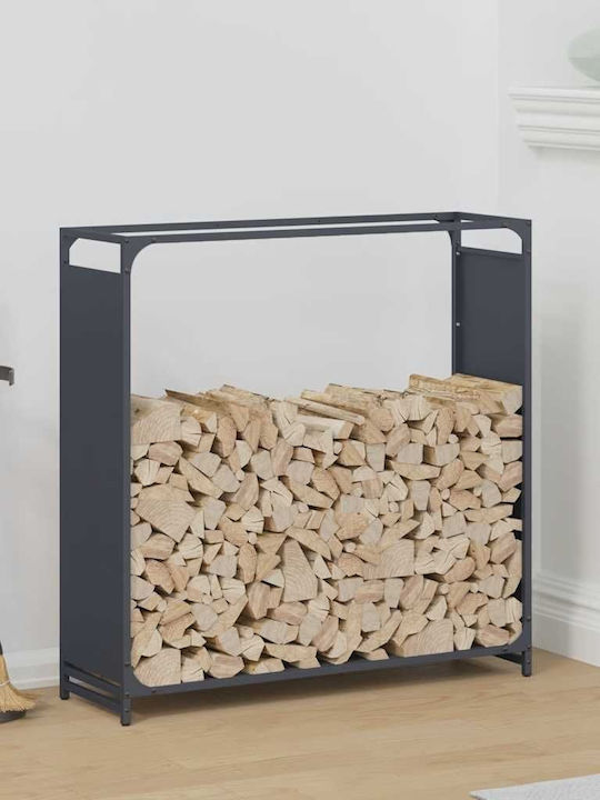 vidaXL Inox Ράφι Αποθήκευσης Ξύλων 90x28x90cm Γκρι