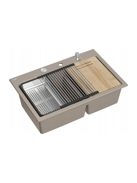 GraniteQ Drop-In Sink Synthetic Granite W76xD50...