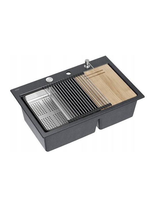 GraniteQ Drop-In Sink Synthetic Granite W76xD50...