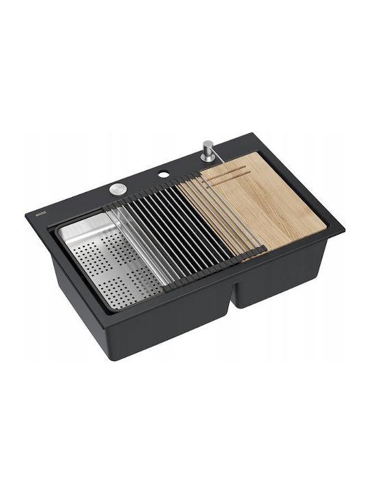 GraniteQ Drop-In Sink Synthetic Granite W76xD50...
