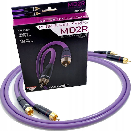 Melodika Кабел 2x RCA мъжки - 2x RCA мъжки 12м MD2R120