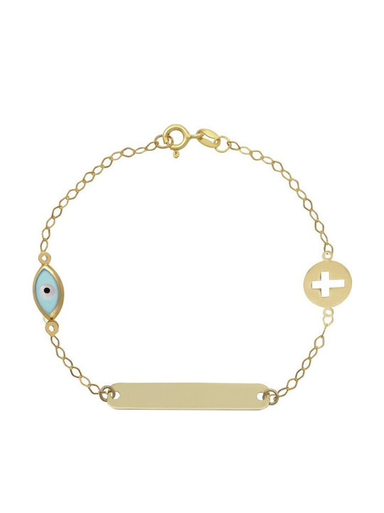 Atofio Kosmima Kids Bracelet from Gold with Σταυρό